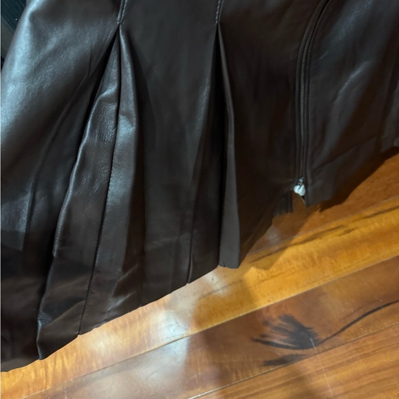 Chocolate Brown Genuine Leather mini skater skirt - Picture 5 of 6